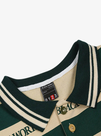 Retro Typography Printed Polo Shirt