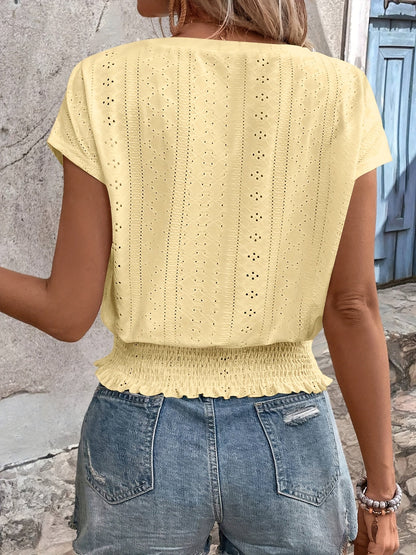 Delores - Elegant V-Neck Batwing T-Shirt