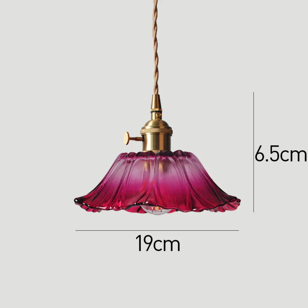 Cullivan Flower Hanglamp Glas Metaal Rood E27 Eettafel Verlichting Vintage Bloem Lamp Hal Sfeerverlichting | Restfield