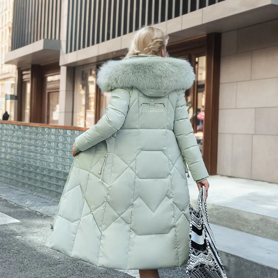 Hannah | Women Winter Quilted coat z Hood Trim