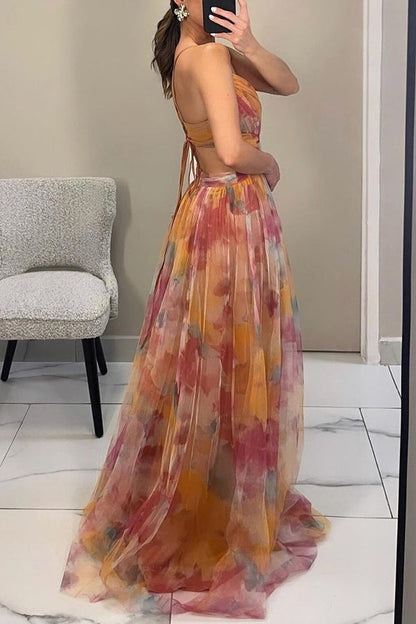Women Elegant Pleated Maxi Dress