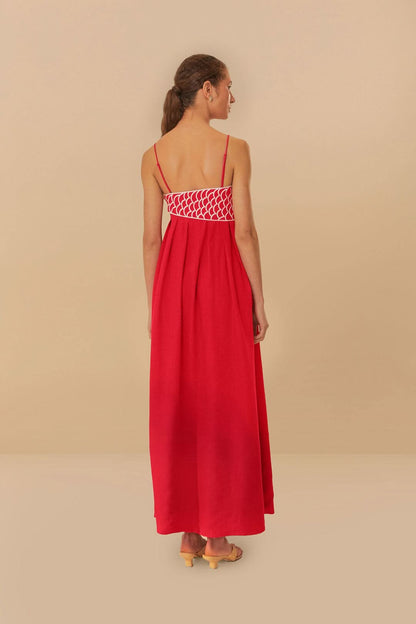 Damen Sommer Fischdruck Spaghetti-Träger Maxikleid