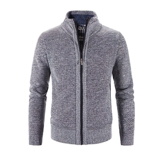 Men’s Chunky Knit Zip-Up Cardigan – Autumn and Winter Layer