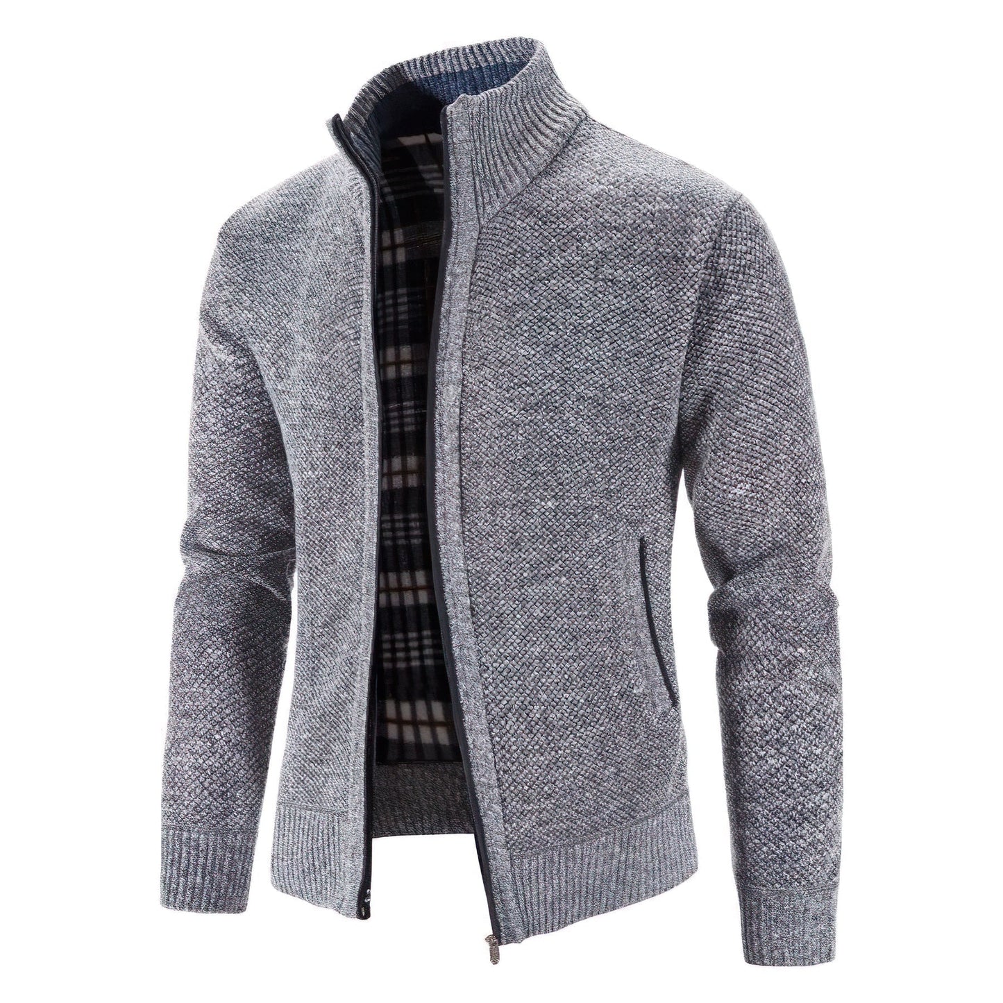Men’s Chunky Knit Zip-Up Cardigan – Autumn and Winter Layer