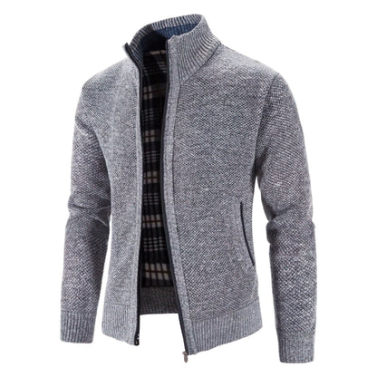 Men’s Chunky Knit Zip-Up Cardigan – Autumn and Winter Layer