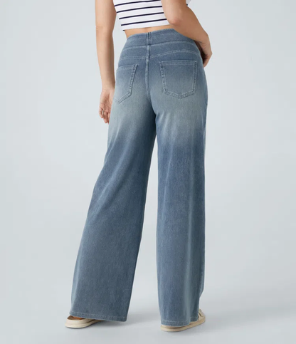 Vanelle | Hoge taille jeans met wijde pijpen voor dames – Comfortabele stretchdenim, casual en stijlvol