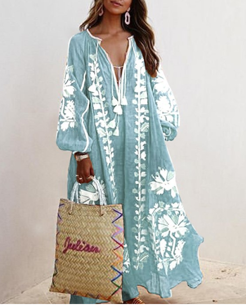 Oversized Boho Printed Maxi Dress for a Comfortable and Trendy Style