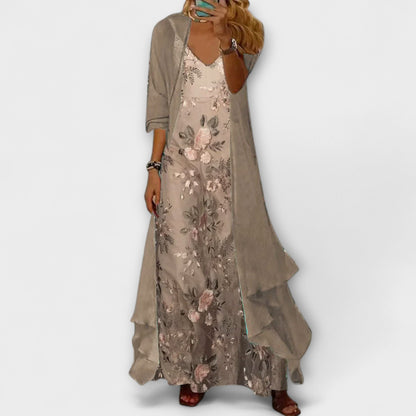 Rachel | Women’s Floral V Neck Layered Maxi Dress