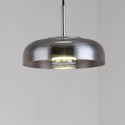 LED Pendelleuchte rund Glas Metall, Moderne Hängelampe