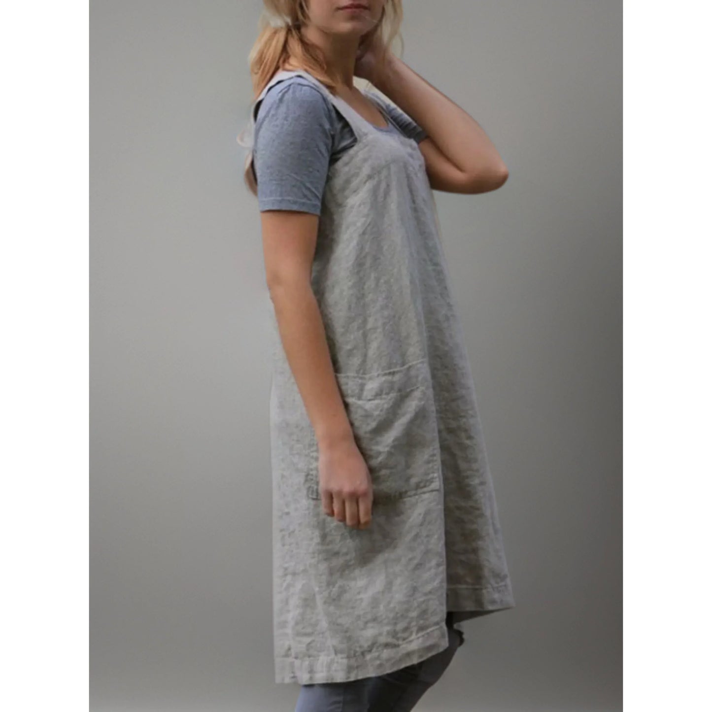 Robe Tablier en Lin Femme – Robe Décontractée Stylée avec Poches