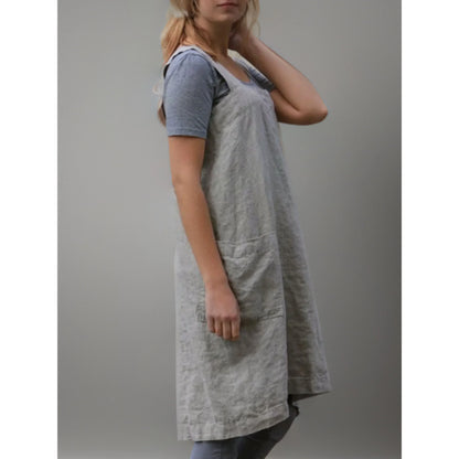 Robe Tablier en Lin Femme – Robe Décontractée Stylée avec Poches