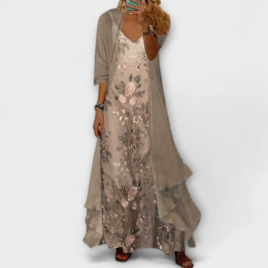 Bryleigh | Elegancka Sukienka Maxi w Zestawie Dwuczęściowym