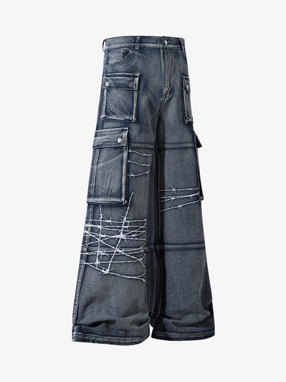 Embroidered Hip-Hop Street Style Jeans