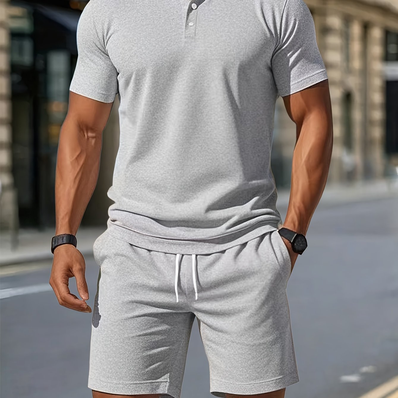 Declan | Textured Polo Shirt and Shorts Set