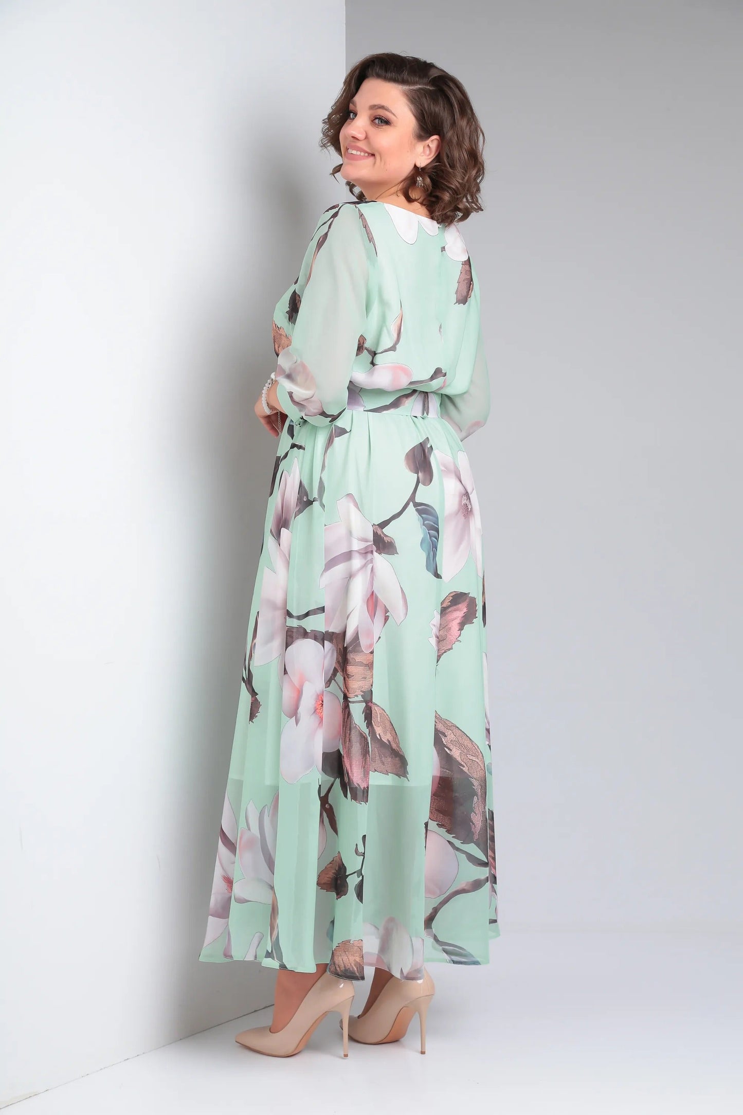 Melaza | Elegantes Maxikleid mit floralem Print und Taillengürtel