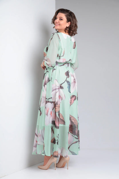 Melaza | Elegantes Maxikleid mit floralem Print und Taillengürtel