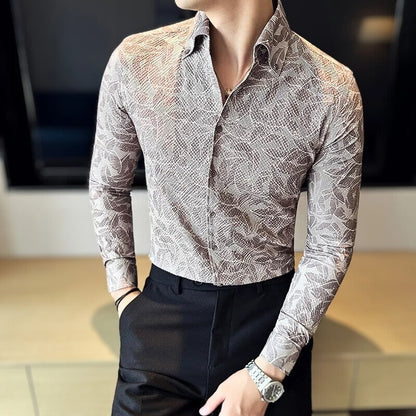 JVance® Signature Series Leaf Motif Jacquard Seersucker Shirt