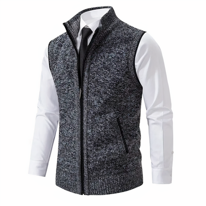 Men’s Knitted Zip Up Vest with Pockets – Smart Casual Sleeveless Gilet