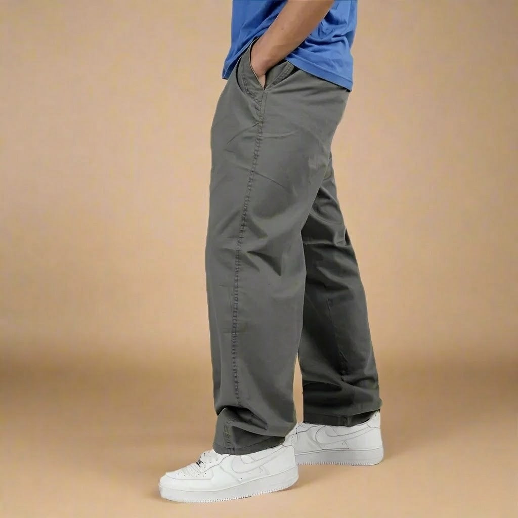 Mens Fleece Chino Trousers Straight Leg Casual Pants