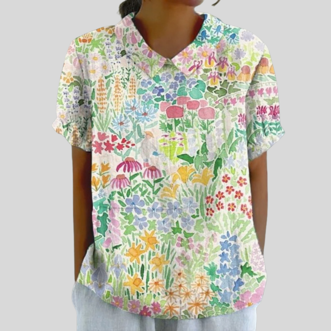 Lucía | Blusa Floral Artística de Jardín Silvestre