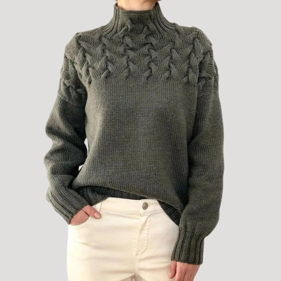 Emma | Women Spring Cable High-Neck sweater