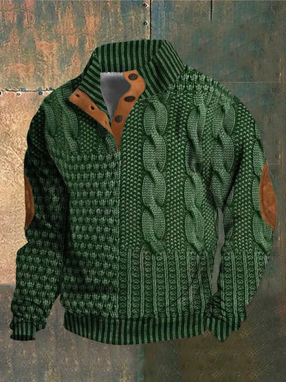 Gwydion – Flickwerk Pullover Mit Zopfmuster