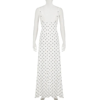 Damen Maxikleid Ärmellos mit Punkten