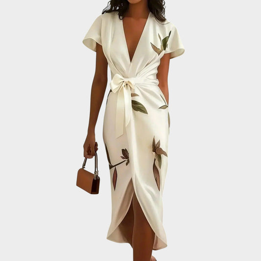 Damen Leichtes Wickel-Midikleid