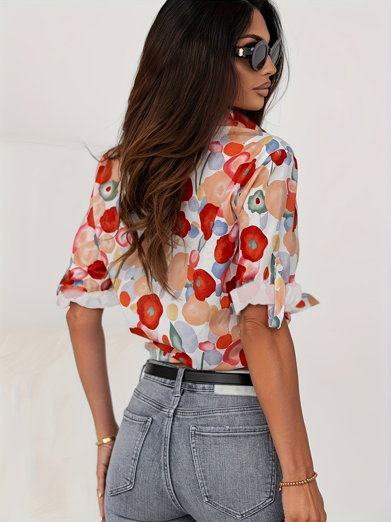 Floral Button Blouse for Women
