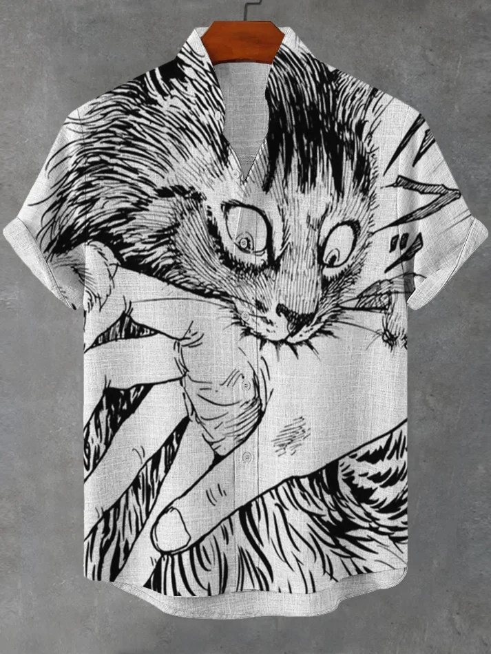 Katten Aanval Japanse Art Linnen Blend Shirt