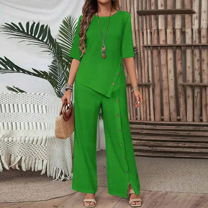 Haphela | Zweiteiliges Set mit asymmetrischem Top und weiter Hose