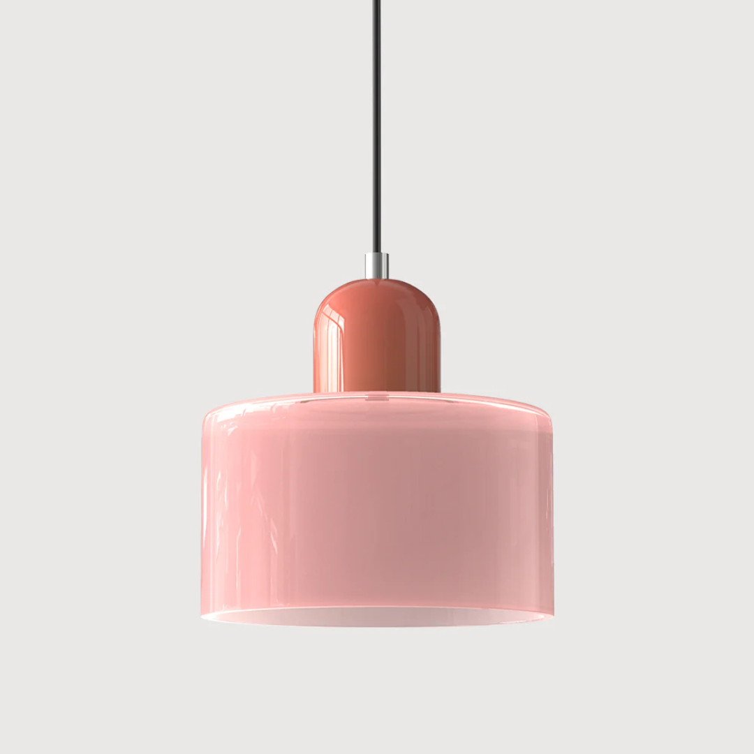 Tusa – Retro hänglampa med orange glaskupa & grön ovandel