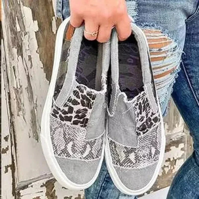 Layla – Baskets tendance à enfiler avec imprimé léopard et design élégant