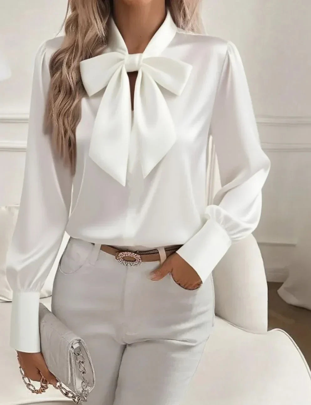 Kate | Satin Blouse With Elegant Bow