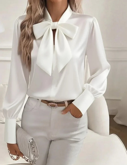 Kate | Satin Blouse With Elegant Bow