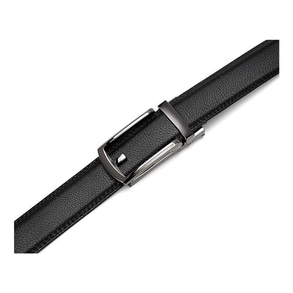 Cintura a cricchetto in pelle da uomo con chiusura a scatto – Stile casual e formale regolabile