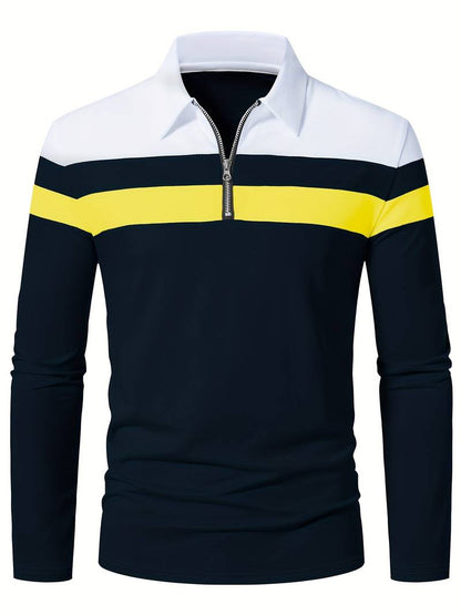 Harrison – Long-Sleeved Polo Shirt with Zipper | Men's Stylish Casual Polo Shirt
