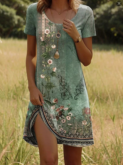 Linnea – Modisches Kleid Mit Kurzen Ärmeln Und Drucken