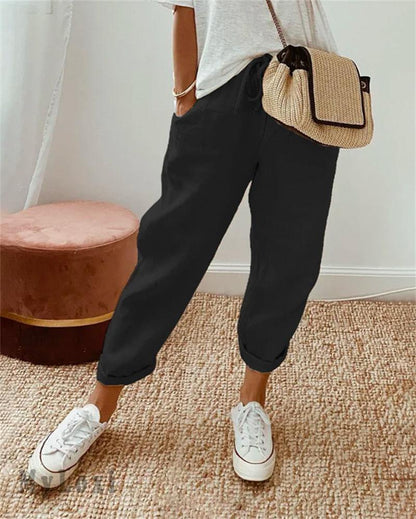 Maja - Bawełniano-lniane spodnie casual