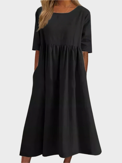 Lněné Šaty Exkluzivní Elegantní Modré Limitovaná Edice