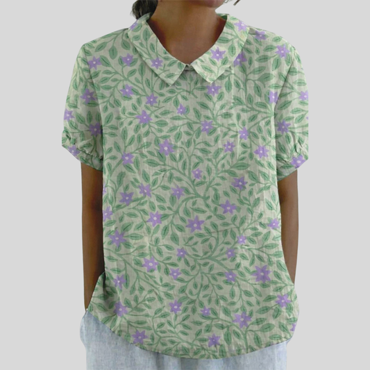 Lorena | Blusa Floral Botánica en Verde Salvia
