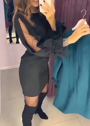 Elamie | Elegantes Minikleid mit Mesh-Ärmeln