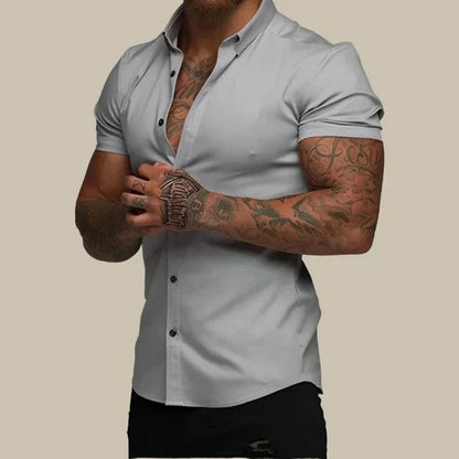 Cresco – Chemise moderne cintrée à manches courtes