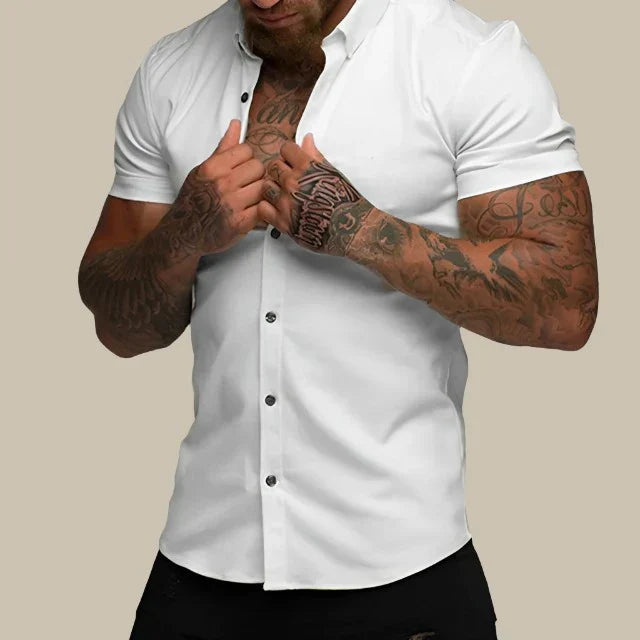 Cresco – Chemise moderne cintrée à manches courtes