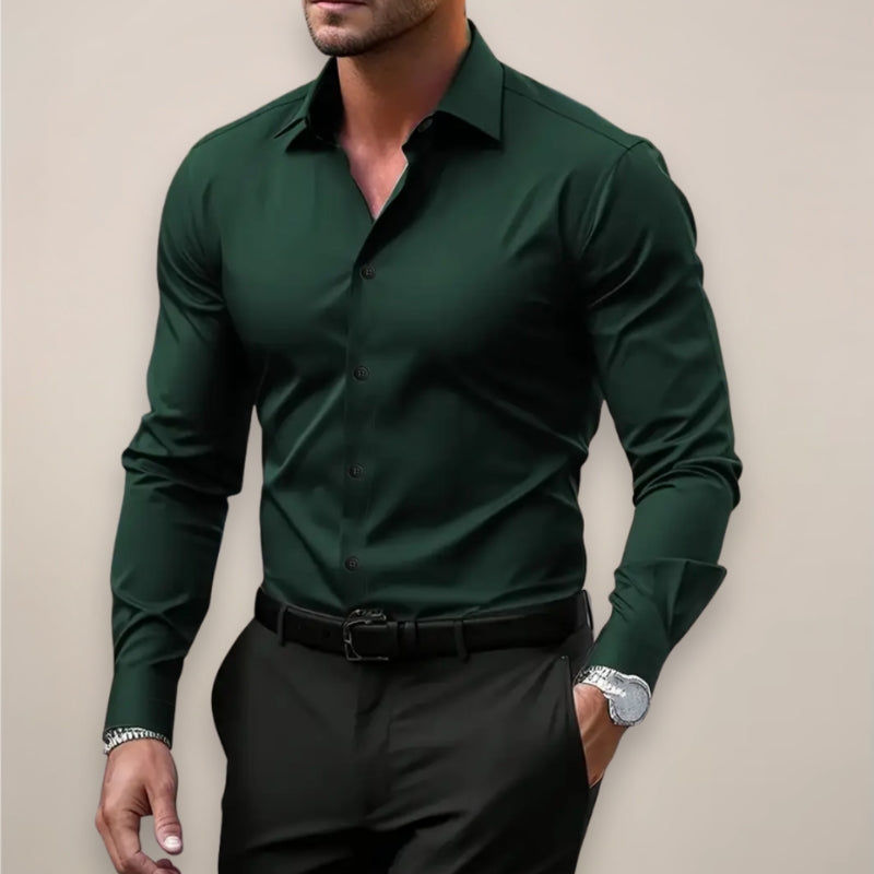 Men’s Slim Fit Long Sleeve Button-Up Shirt