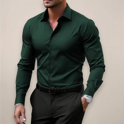 Men’s Slim Fit Long Sleeve Button-Up Shirt