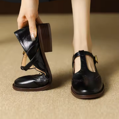 Strivelle | Damskie Buty Mary Jane Vintage na Niskim Słupku