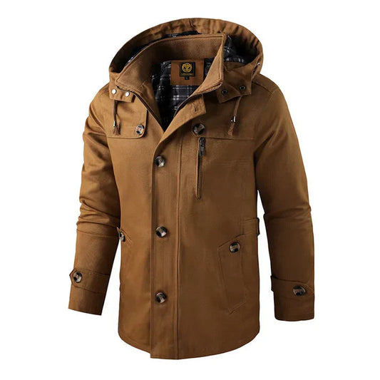 Darius - Veste à capuche avec coque résistante aux intempéries et boutons