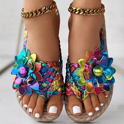 Rainbow Blooms Floral Sandals