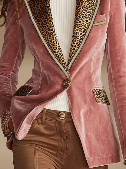 Valentina – Womens Velvet Leopard Print Blazer